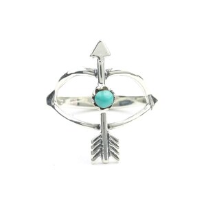 Anillo de plata con arco y flecha turquesa: joyería bohemia hecha a mano, regalo étnico