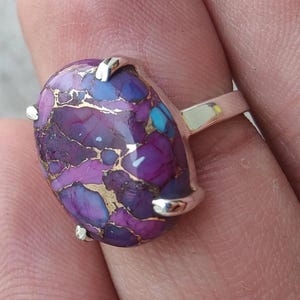 925 Sterling Silver Natural Spiny Oyster Turquoise Gemstone Handmade Dainty Ring, Artisans Ring, Bohemian Ring, Designer Ring, Ethnic Gift.