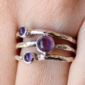925 Sterling Silver Natural Amethyst Gemstone Handmade Ring, Artisans Ring, Bohemian Ring, February Birthstone Ring, Thumb Ring,Gift For Her