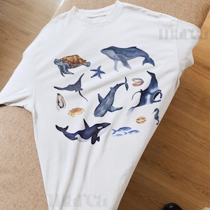 Comfort Colors Retro Ocean Shirt: Coastal Sea Life Tee