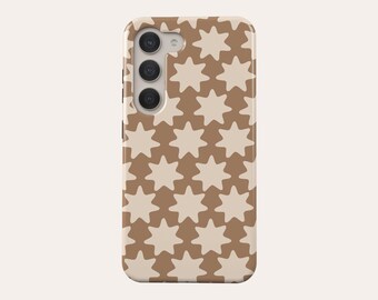 Beige Wonky Stars Phone Case Retro Star Pattern Phone Cover Fit For Samsung Galaxy S25 S24 Plus S24 FE S23 Ultra 23 FE S23 Plus S20 FE