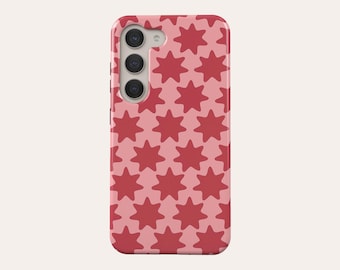Pink Wonky Stars Phone Case Retro Star Pattern Phone Cover Fit For Samsung Galaxy S25 S24 Plus S24 FE S23 Ultra 23 FE S23 Plus S20 FE