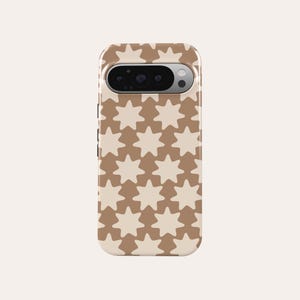 Beige Wonky Stars Telefoon Case Retro Sterpatroon Telefoon Cover Fit Voor Google Pixel 10 Pro XL 9A 9 Pro XL 8A 8 Pro 7 Pro 7A Pixel 6A 6 Pro