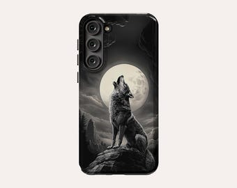 Moon Wolf Phone Case Alpha Animal Phone Cover Fit For Samsung Galaxy S25 S24 Plus S24 FE S23 Ultra 23 FE S23 Plus S20 FE Note 20