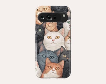Funda de teléfono con diseño de gatos kawaii, compatible con Google Pixel 10 Pro XL, 9A, 9 Pro XL, 8A, 8 Pro, 7 Pro, 7A, Pixel 6A y 6 Pro.