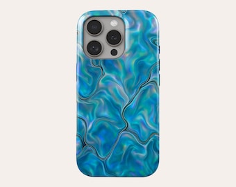 Blue Pearl Print Phone Case Iridescent Mother of Pearl MagSafe Phone Cover Fit For iPhone 17 Pro Max 16 Pro Max 15 14 13 Pro 12 11 XS XR 8
