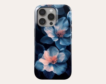 Blue Floral Phone Case Aesthetic MagSafe Phone Cover Fit For iPhone 17 Pro Max 16 Pro Max 15 14 13 Pro 12 11 Pro XS XR 7 8 Plus