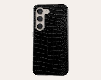 Black Crocodile Print Phone Case Animal Print Phone Cover Fit For Samsung Galaxy S25 S24 Plus S24 FE S23 23 FE S23 Plus S20 FE Note 20