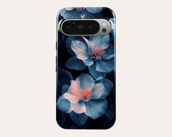 Blue Floral Phone Case Aesthetic Phone Cover Fit For Google Pixel 10 Pro XL 9A 9 Pro XL 8A 8 Pro 7 Pro 7A Pixel 6A 6 Pro