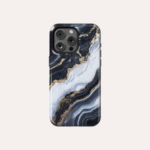 Dark Blue Marble Phone Case Marble Phone Cover Fit For iPhone 16 Pro Max 15 Pro 13 11 Pro 12 13 Mini iPhone X XS Max XR 7 Plus