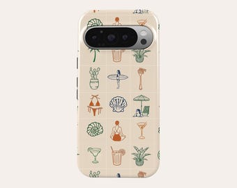 Tropical Summer Vibes Phone Case Minimalistic Beach Phone Cover Fit For Google Pixel 10 Pro XL 9A 9 Pro XL 8A 8 Pro 7 Pro 7A Pixel 6A 6 Pro