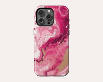 Pink Marble Phone Case Marble Finish MagSafe Phone Cover Fit For iPhone 17 Pro Max 16 Pro Max 15 14 13 Pro 12 11 Pro XS XR 7 8 Plus
