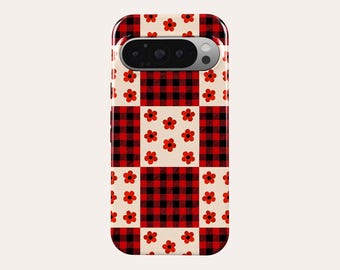 Funda de teléfono con diseño floral a cuadros y margaritas, compatible con Google Pixel 10 Pro XL, 9A, 9 Pro XL, 8A, 8 Pro, 7 Pro, 7A, Pixel 6A, 6 Pro.