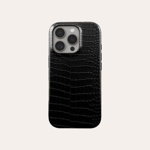 Black Crocodile Print Phone Case Animal Print MagSafe Phone Cover Fit For iPhone 17 Pro Max 16 Pro Max 15 14 13 Pro 12 11 Pro XS XR 8 Plus