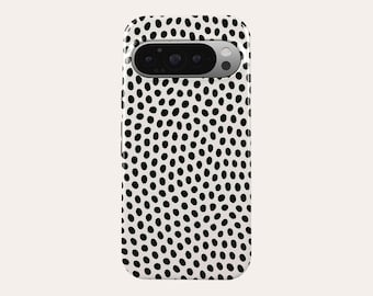 Coque de téléphone noire à pois, galets abstraits, housse de téléphone adaptée pour Google Pixel 10 Pro XL 9A 9 Pro XL 8A 8 Pro 7 Pro 7A Pixel 6A 6 Pro