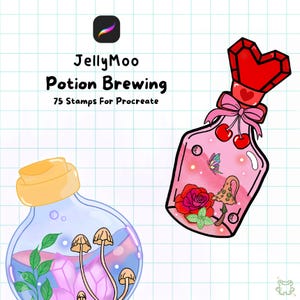 75 Potion Bottles Procreate brushes | Procreate Stamps | Potion Stamp | Magic Stamp | Digital Art | Procreate Stamp Set
