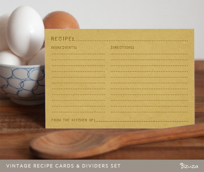 Printable Recipe Cards and Recipe Box Dividers 4x6 Printable - Etsy