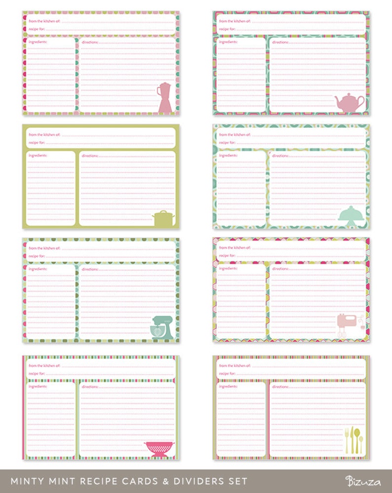Printable Recipe Cards and Dividers Set With 70 Editable PDF - Etsy