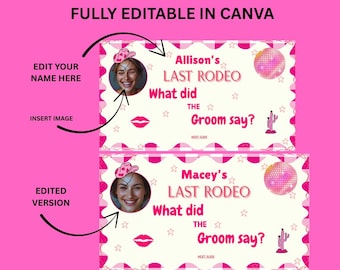 Last Rodeo Bachelorette Party Game, What did the groom say, Editable Canva Template, Bridal Showers, Girls night in, hen do party, hen night