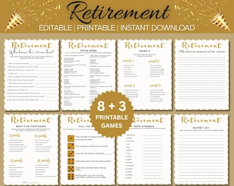 Retirement Game Bundle, Canva Editable Template, Retirement Party Games, Interactive Game, Office Party Games, Father Retirement Trivia