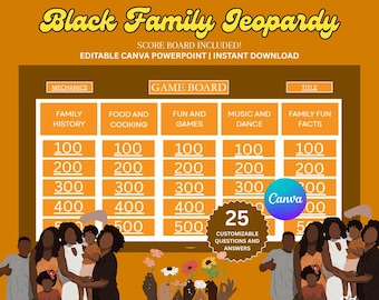 Black Family Reunion Jeopardy Game, Editable Canva Template (Digital Download)