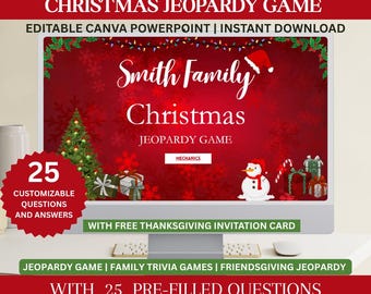 Editable Christmas Jeopardy Game, Holiday Games Printable (Digital Download)