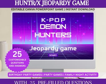 Editable Kpop Demon Huntrixx Themed Game, Jeopardy Game for kids, Party Activity Idea, DIY games, Huntrx Questions Trivia Game, Golden Song