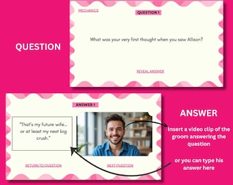 Pink Pj's and Prosecco Party Theme, What did the groom say bachellorette canva powerpoint editable template, bride trivia, girls sleepover