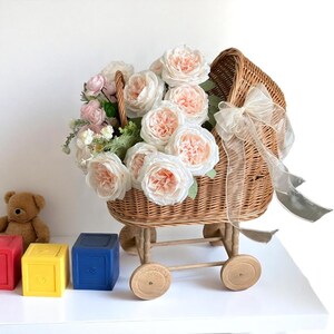 Rieten poppenwagen, kinderwagen, duwspeelgoed voor peutermeisjes, eco speelgoedmand, opbergdecor kinderkamer, poppenwagen voor kinderen, rieten babybuggy