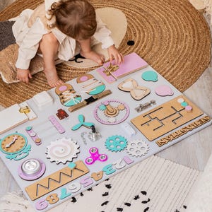 Tableau animé Montessori pour tout-petits, jouet sensoriel en bois, tableau d'activités, cadeau pour fillette de 1 an, tableau éducatif, tableau sensoriel pour enfant, jouet pour enfant