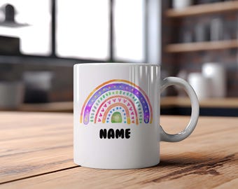 Rainbow Coffee Mug, Colourful Ceramic Cup, Gift for Coffee Lovers