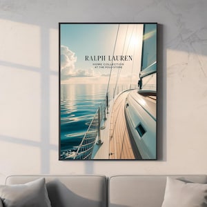 Ralph Lauren Sailing Prints, Boat Magazine Posters, Naval Coastal Art, Nautical Summer Art, Vintage Beach Paintings