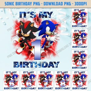 Personalized Sonic and Shadow Birthday Png Bundle, Custom Sonic Png, Sonic The Hedgehog Birthday Png, Birthday Boy Png