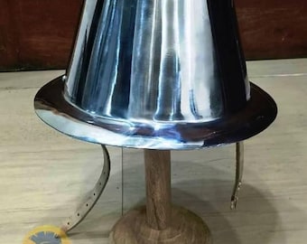 Handmade Medieval Kettle Hat Helmet Steel War Hat European Infantry Armor Larp Costume Gifts Included Padded Cap and Helmet Stand