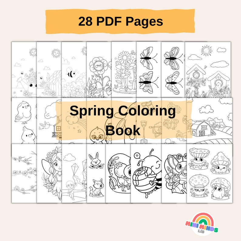Spring Coloring Book, Spring Coloring Pages - Etsy