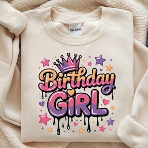 Menina de aniversário PNG, design de sublimação, sublimação de aniversário, aquarela PNG, design de camiseta, download digital instantâneo PNG