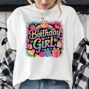 Menina de aniversário PNG, design de sublimação, sublimação de aniversário, aquarela PNG, design de camiseta, download digital instantâneo PNG, DTF, arquivo digital