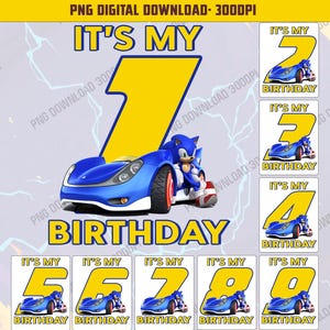 Personalized Sonic Number Birthday Png Bundle, Custom Sonic Png, Sonic The Hedgehog Birthday Png, Birthday Boy Png, Digital file