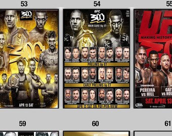 UFC 2023 Event Poster, UFC 300, 301 & 303 13. April Samstag Pereira Vs Hill All Fight 2024 Poster, Custom UFC Poster,