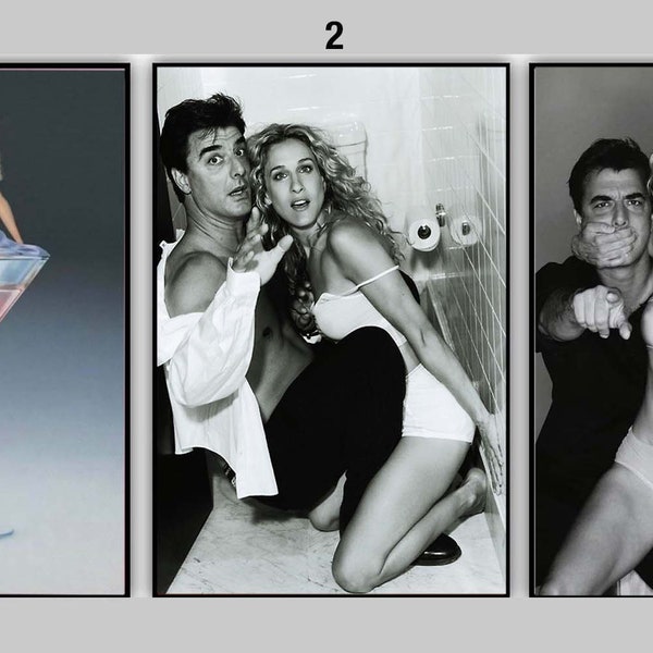 Sarah Jessica Parker and Chris Noth Posing Movie Cover Art Vintage Canvas Poster