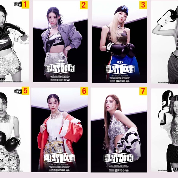 ITZY Kill My Doubt Kpop Poster, Yeji, Lia, Ryujin, Chaeryeong and Yuna Poster