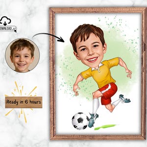 Football Caricature, Footballer Cartoon Portrait, Gift for him, Soccer Cartoon, Funny football Gift, Custom Caricature from Photo, Any team!