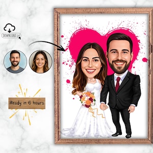 Personalized Couple Cartoon Portrait, Custom Mr & Mrs Smith Caricature Drawing, Funny Couple Caricature, Gift for Couple, Family Portrait