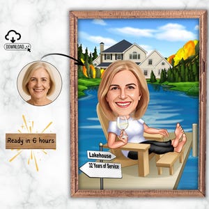 Custom Retirement Cartoon Portrait, Retirement Caricature, Retirement Gift, Retirement Cartoon, Retirement Present, Happy Retirement Cartoon