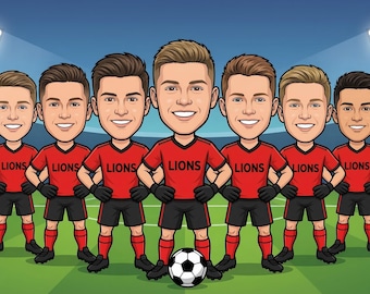 Custom Group Caricature, Group Portrait, Caricature from Photo, Group Gift, Custom Office Caricature, Office Portrait, Personalized Gift