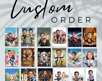 Benutzerdefinierte Cartoon Portrait vom Foto | Personalisierte Paar-, Familien- oder Teamkarikatur, die Geschenk faimly Karikatur drem Karikatur zeichnet