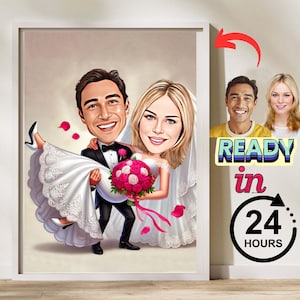 Personalised Wedding Couples Cartoon Portrait, Wedding Caricature, Wedding Cartoon, Wedding Gift, Custom Caricature from Photo, Couples Gift