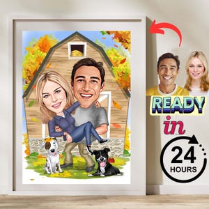 Personalized Couple Cartoon Portrait, Custom Mr & Mrs Smith Caricature Drawing, Funny Couple Caricature, Gift for Couple, Family Portrait