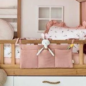 Muslin Crib Organizer – 3-Pocket Hanging Storage for Baby Essentials, 100% Cotton
