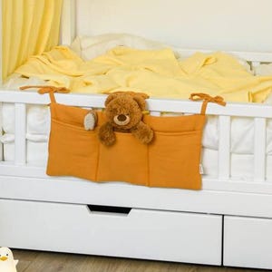 Muslin Crib Organizer – 3-Pocket Hanging Storage for Baby Essentials, 100% Cotton